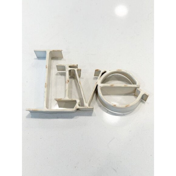 Set of 3 Metal Home Decorations "Live" "Love" "Laugh" in Cream - Picture 2 of 4